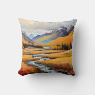 Autumn scene of colourful hills cushion