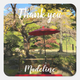 Autumn Scenery at Japanese Garden Square Sticker