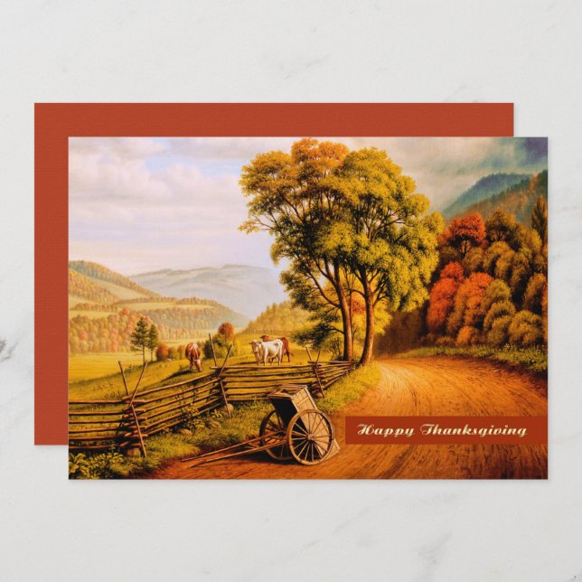 Autumn Scenery Design Thanksgiving Invitations (Front/Back)