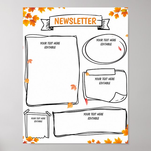 Autumn school newsletter editable template poster (Front)