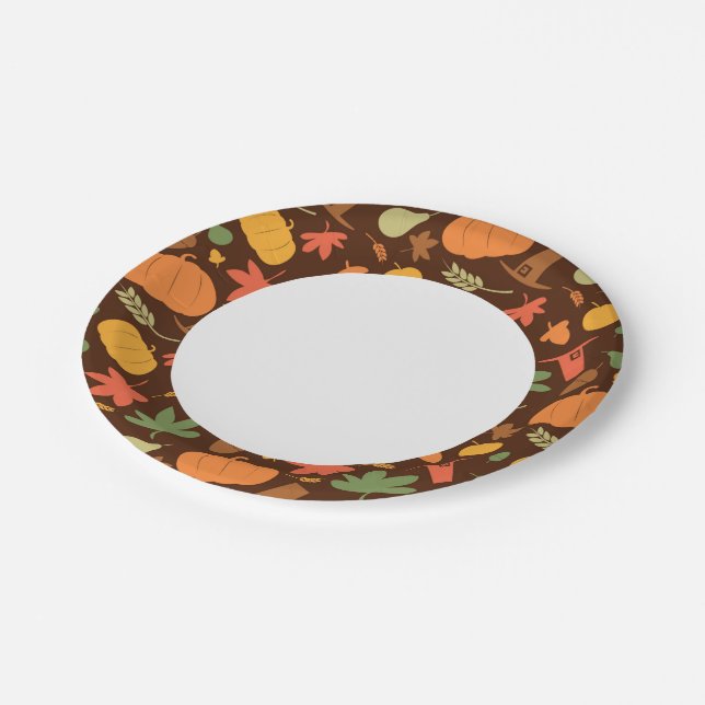 Autumn seamless background, Thanksgiving day. Paper Plate (Angled)
