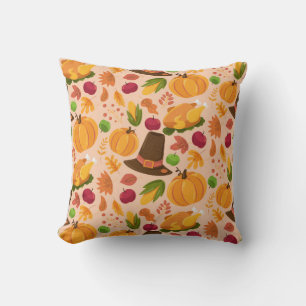 Autumn seamless pattern, cute fall cartoon texture cushion