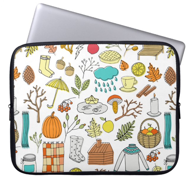 Autumn seamless pattern laptop sleeve (Front)