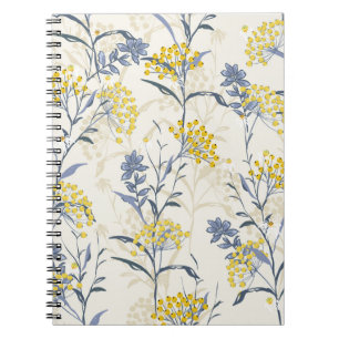Autumn seamless pattern vintage with yellow berrie notebook