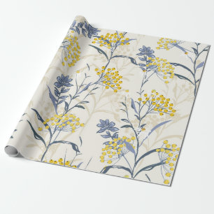 Autumn seamless pattern vintage with yellow berrie wrapping paper