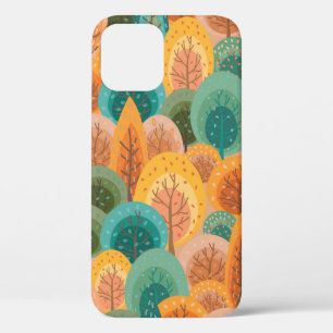 Autumn seamless pattern with abstract flat handdra iPhone 12 case