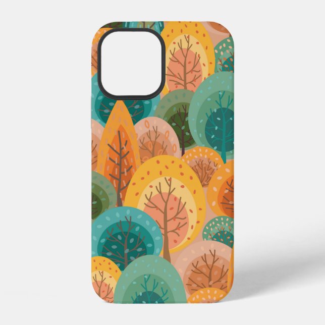 Autumn seamless pattern with abstract flat handdra iPhone case (Back)