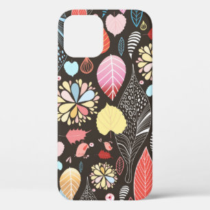 Autumn seamless pattern with colourful leaves and iPhone 12 case