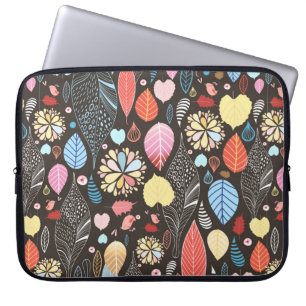 Autumn seamless pattern with colourful leaves and  laptop sleeve