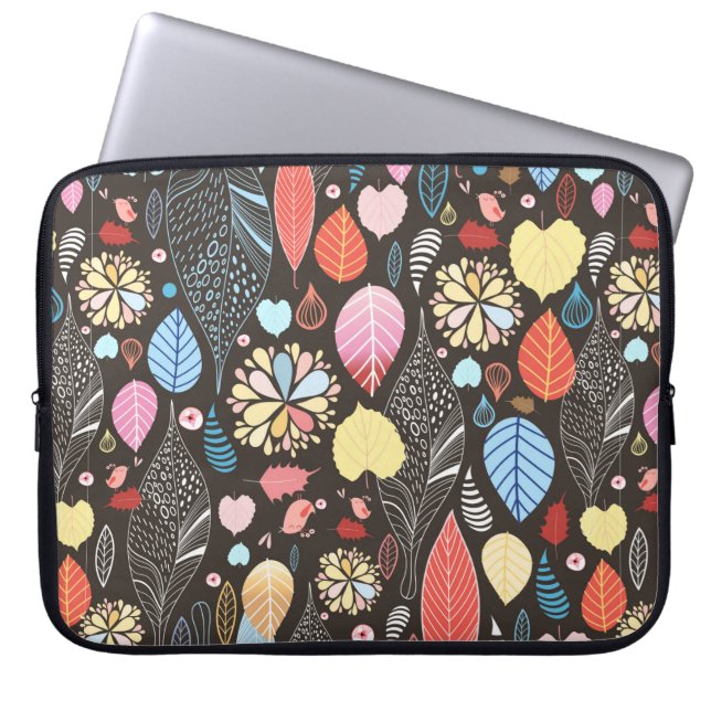 Autumn seamless pattern with colourful leaves and  laptop sleeve (Front)
