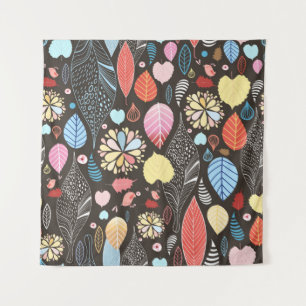 Autumn seamless pattern with colourful leaves and tapestry