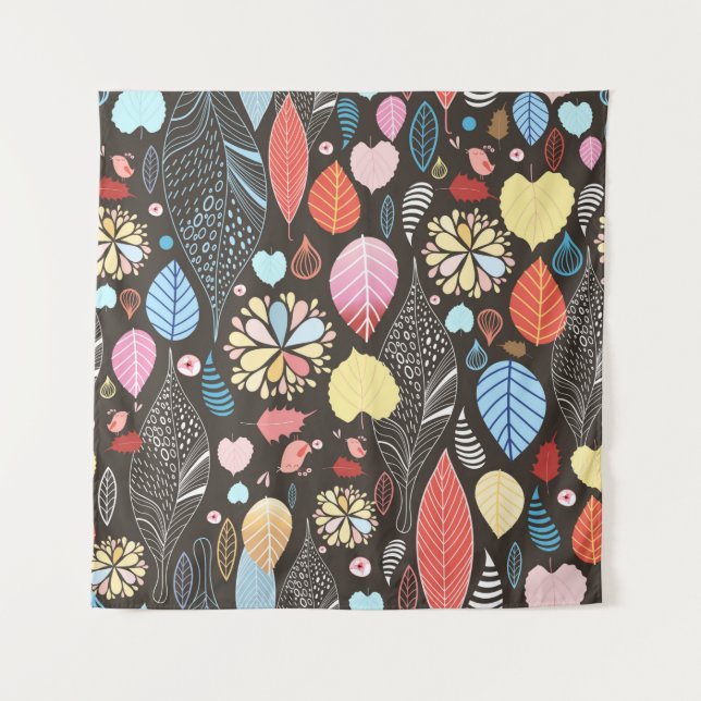Autumn seamless pattern with colourful leaves and  tapestry (Front)