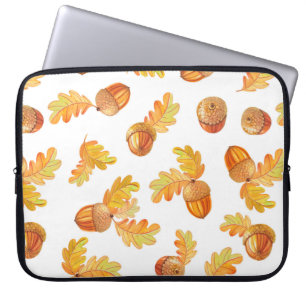 autumn seamless pattern with colourful oak leaves laptop sleeve