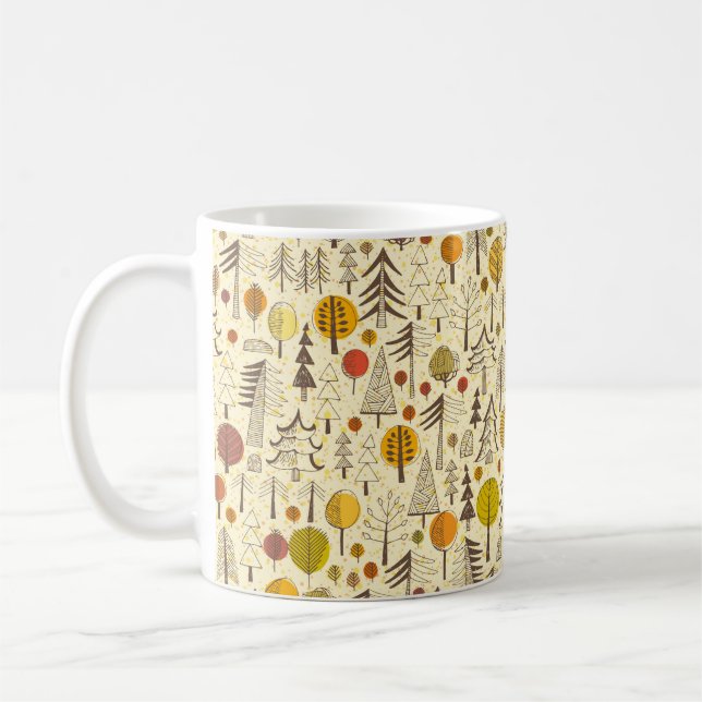 Autumn. Seamless pattern with forest, autumn backg Coffee Mug (Left)
