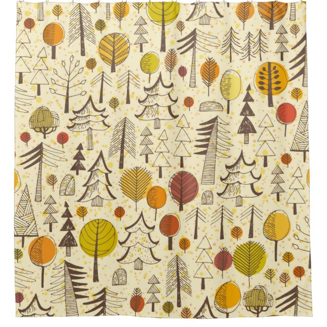 Autumn. Seamless pattern with forest, autumn backg Shower Curtain (Front)