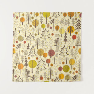 Autumn. Seamless pattern with forest, autumn backg Tapestry