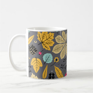 Autumn seamless pattern with leaf, autumn leaf bac coffee mug