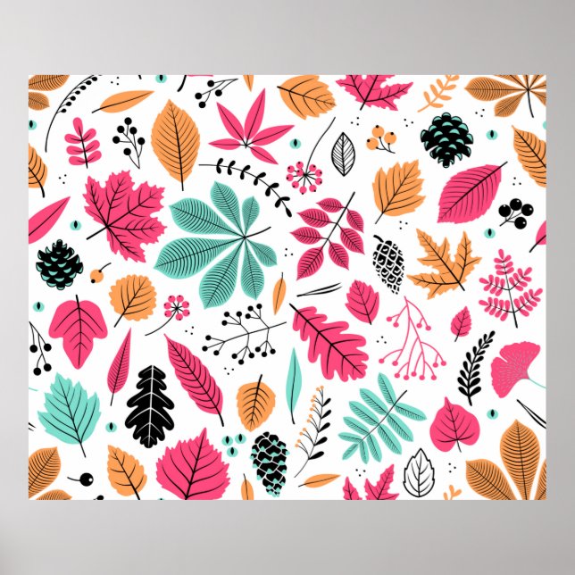 Autumn seamless pattern with leaf, autumn leaf bac poster (Front)