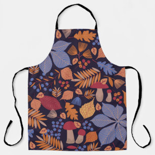 Autumn seamless pattern with leaves, branches and  apron