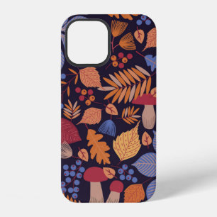 Autumn seamless pattern with leaves, branches and iPhone 12 case