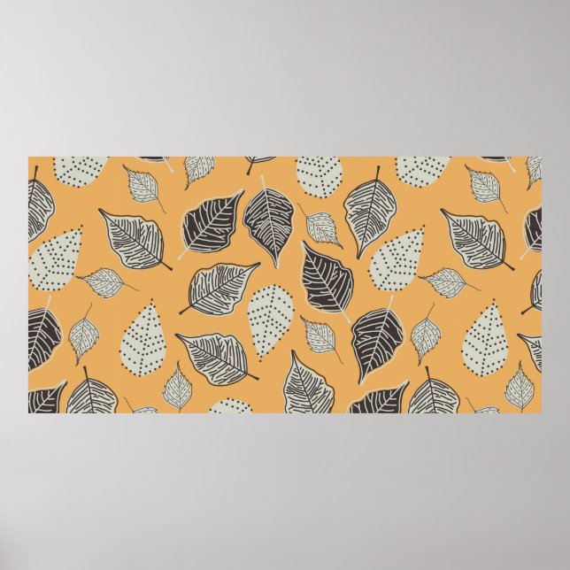 Autumn seamless pattern with leaves. Vintage Illus Poster (Front)