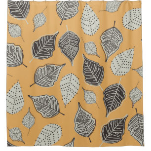 Autumn seamless pattern with leaves. Vintage Illus Shower Curtain