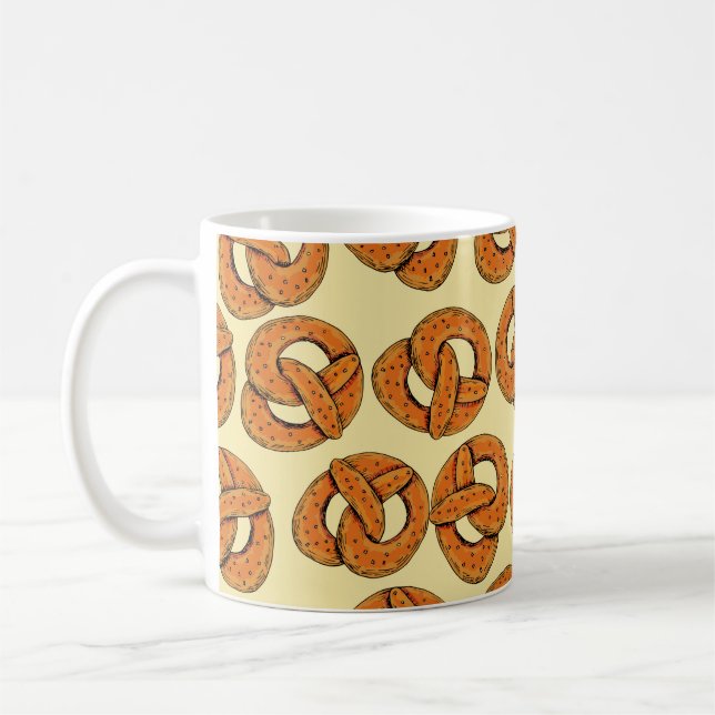 Autumn seamless pattern with pretzels,octoberfest  coffee mug (Left)