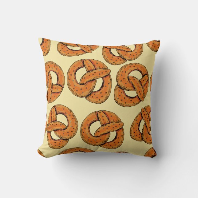 Autumn seamless pattern with pretzels,octoberfest  cushion (Front)
