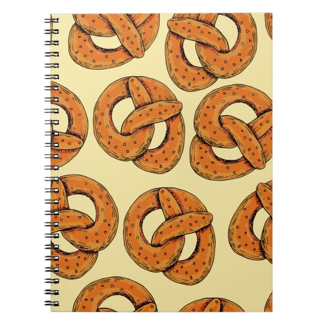 Autumn seamless pattern with pretzels,octoberfest  notebook (Front)