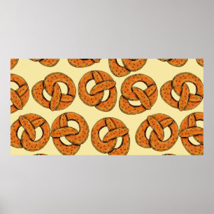 Autumn seamless pattern with pretzels,octoberfest  poster
