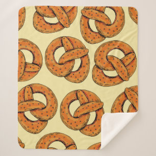 Autumn seamless pattern with pretzels,octoberfest sherpa blanket