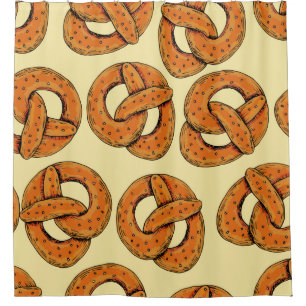 Autumn seamless pattern with pretzels,octoberfest shower curtain