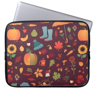 Autumn Seamless vintage Pattern. Mushrooms, acorns Laptop Sleeve