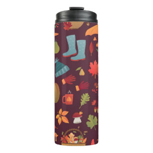 Autumn Seamless vintage Pattern. Mushrooms, acorns Thermal Tumbler
