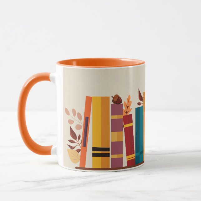 Autumn season cozy book stack  Taza Mug (Left)