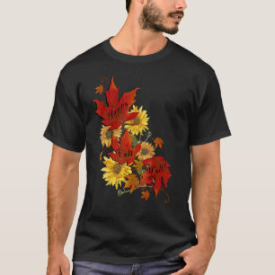 Autumn Season Cute Design Pattern Leaves Happy Fal T-Shirt