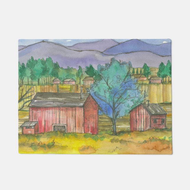 Autumn Season  Farmhouse Fields Barn  Doormat (Front)