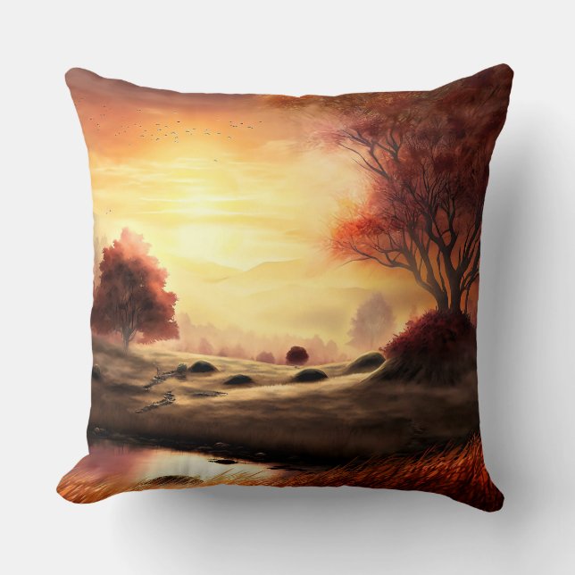 Autumn Season Landscape Painting-68753 Cushion (Front)
