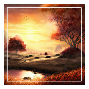Autumn Season Landscape Painting-68753 Photo Print