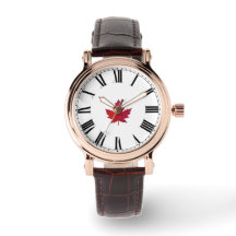 Autumn Season Maple Leaf Canada Leather Watch
