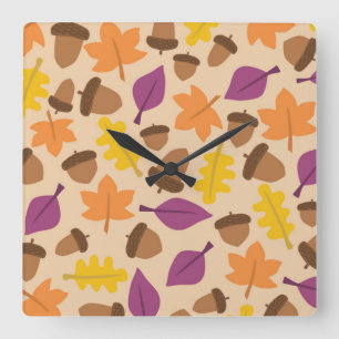 AUTUMN SEASON PATTERN SQUARE WALL CLOCK