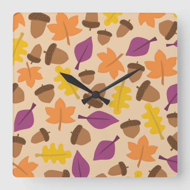 AUTUMN SEASON PATTERN SQUARE WALL CLOCK (Front)