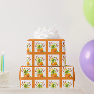 Autumn Season Pumpkins and Flowers Decoupage or Wrapping Paper