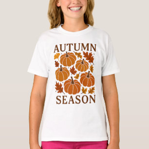 Autumn Season Pumpkins Fall Leaves Harvest Moon T-Shirt