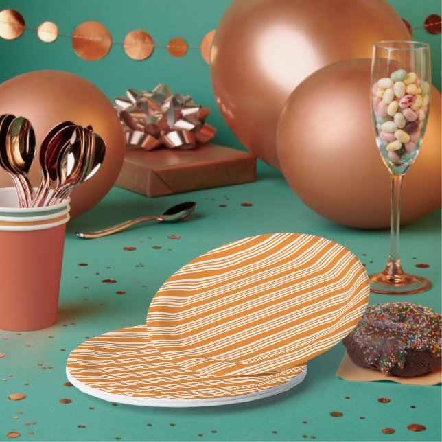 Autumn Season Stripe Pattern  Paper Plate (Multi)
