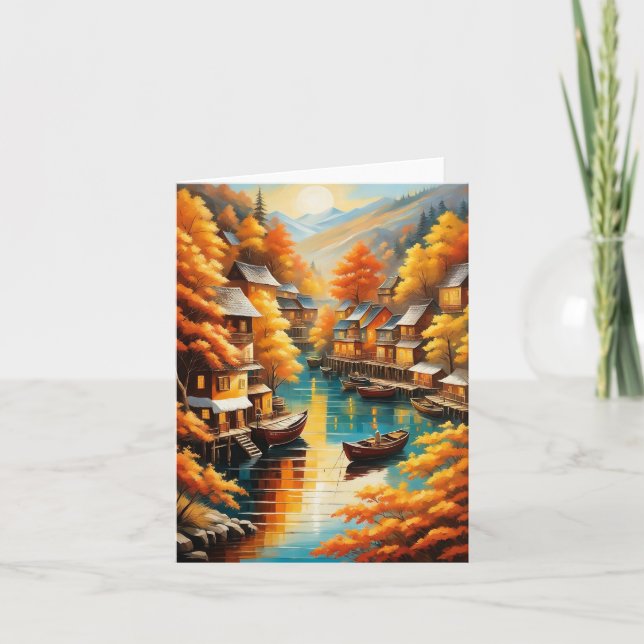 Autumn Serenity in the Mountains Thank You Card (Front)