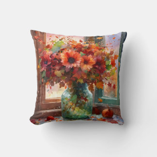 Autumn Serenity Pillow: Flora Bouquet by the Windo Cushion