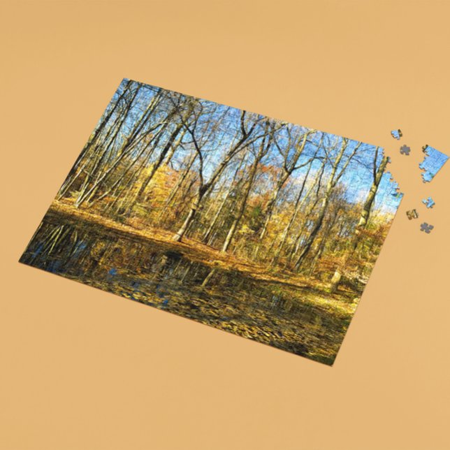 Autumn Serenity: Tranquil Reflections by the Pond Jigsaw Puzzle (Creator Uploaded)
