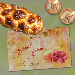 Autumn Shabbat Shalom Hebrew Challah Cutting Board