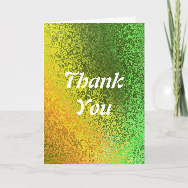 Autumn Shades Green Yellow Thank You Wedding Card (Front)